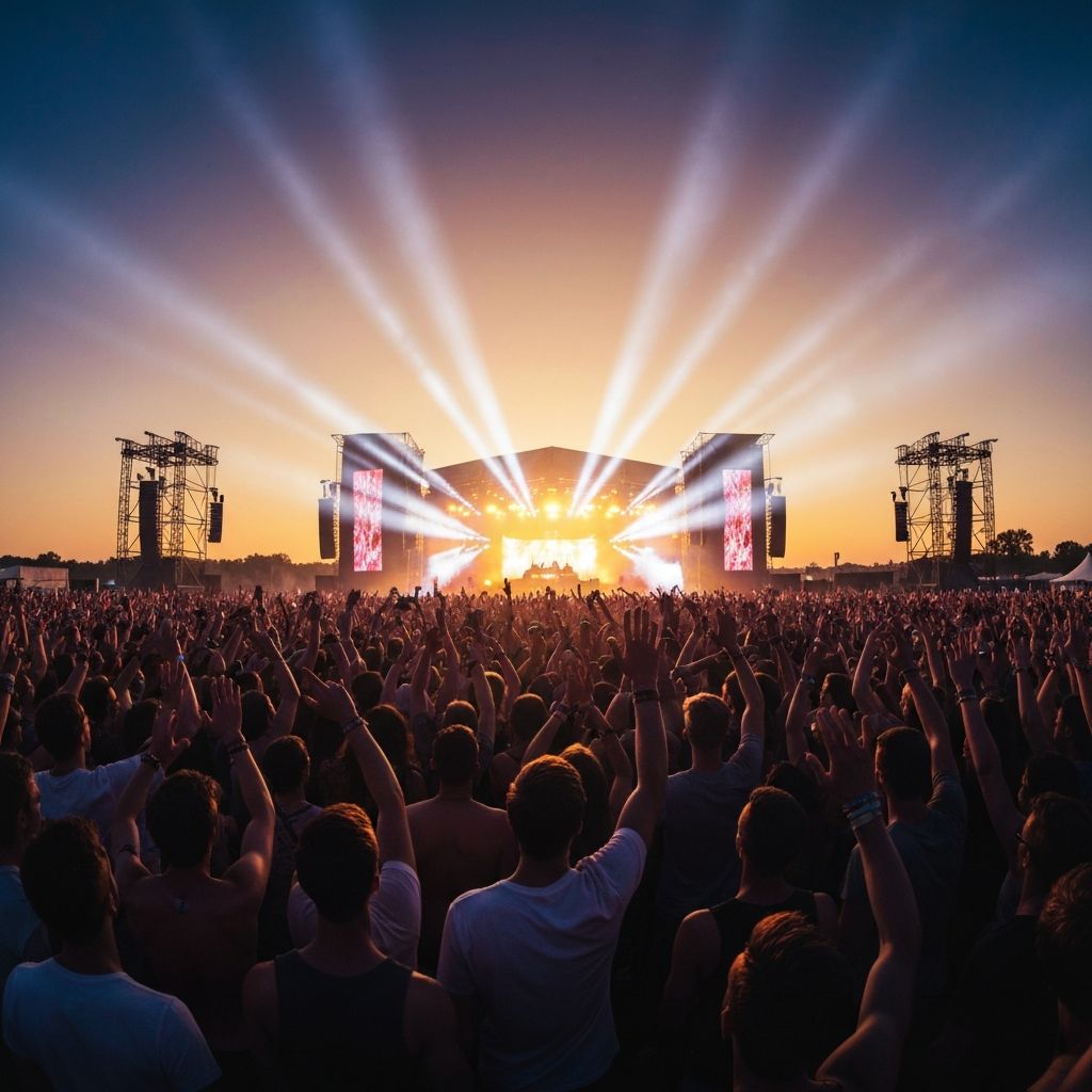 Festival crowd during sunset set